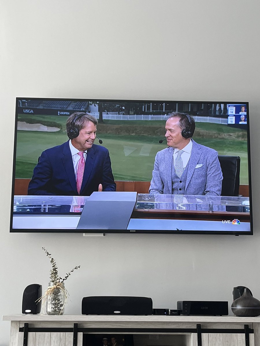BGrot's tweet photo. @NBCSports 16 holes with golfers on them taking golf swings and we’re watching announcers. Excellent coverage 🤡 https://t.co/qxoKubeXcV