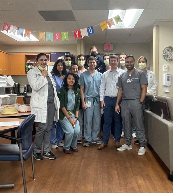 USFHospMed's tweet photo. Last week we celebrated Dr Andy Myers as he moves on to PCCM fellowship and @RonakChhayaMD as he moves to Nashville #HowWeHospitalist https://t.co/p79Eq38Vkm