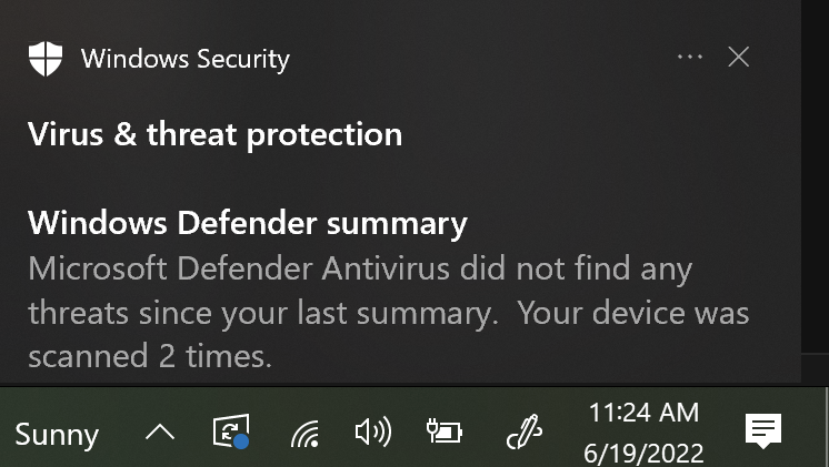 JamesPragit's tweet photo. Windows Security just notified me that it has nothing to notify me of. #PoorUX https://t.co/JbinbhtuP2