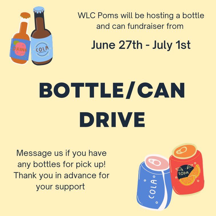 wlcpoms's tweet photo. Help us collect cans for our fundraiser starting June 27th!! https://t.co/xqsHNVm6pm