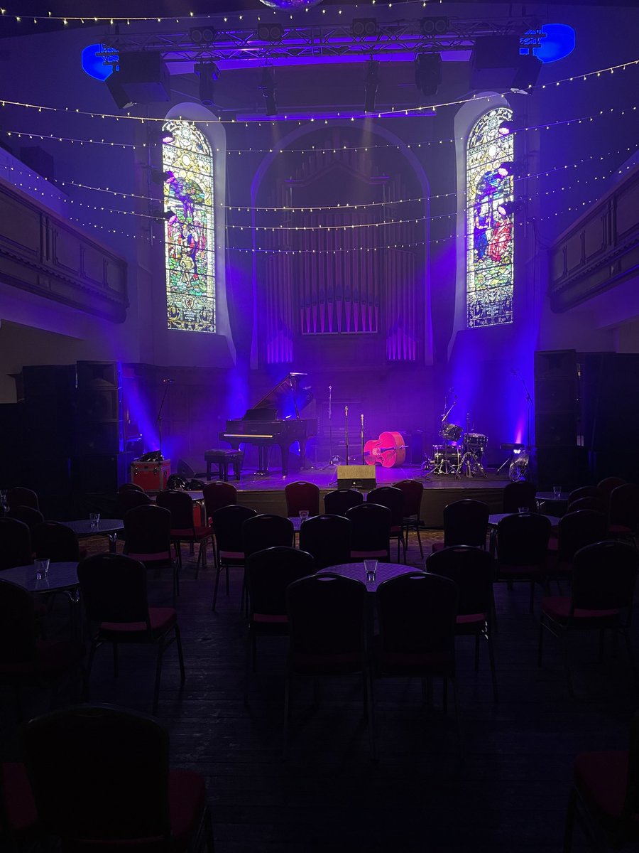 The stage is set for Buster Williams Quartet @stlukesglasgow TONIGHT Doors 7pm Rachel Duns 7.30pm @busterbass 8.15pm feat. Lenny White, Steve Wilson & George Colligan Limited tickets on the door (cash) or online (card) jazzfest.co.uk 📸 by @espmusicrentals