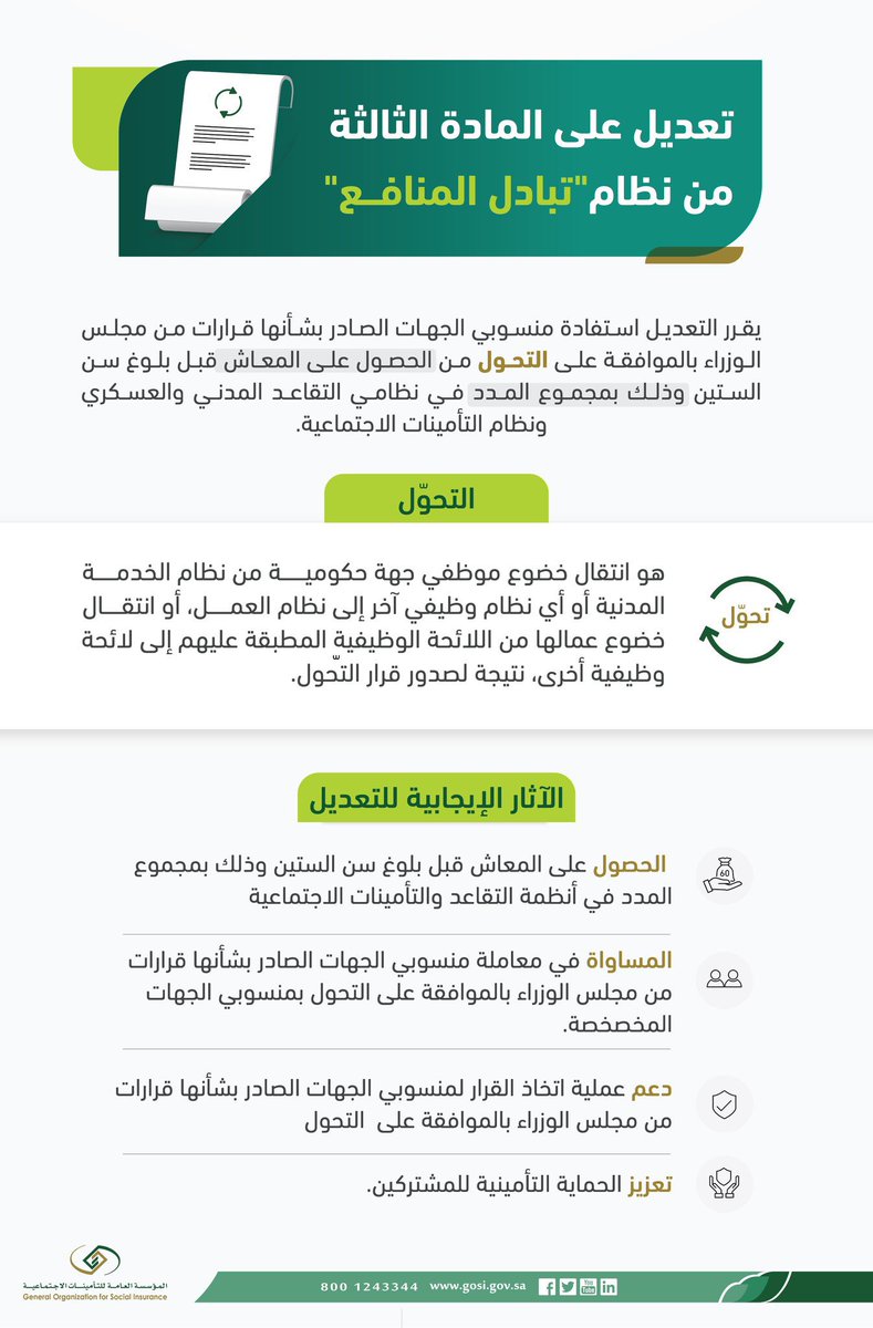 aburasha58's tweet photo. 📌 #التقاعد 
التعديلات في: 
نظام التقاعد المدني 
نظام التأمينات الاجتماعية 
نظام تبادل المنافع https://t.co/ikTL67a5LM