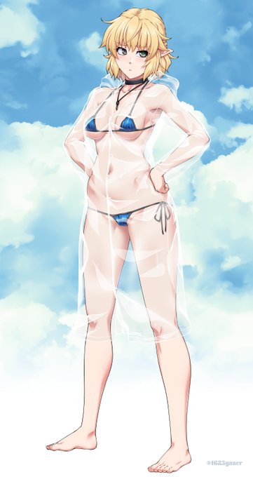 パルスィでまいくろ透明レインコ、なんか魔が差したので水玉乗せたらあー…これはいけませんね('ㅂ') 