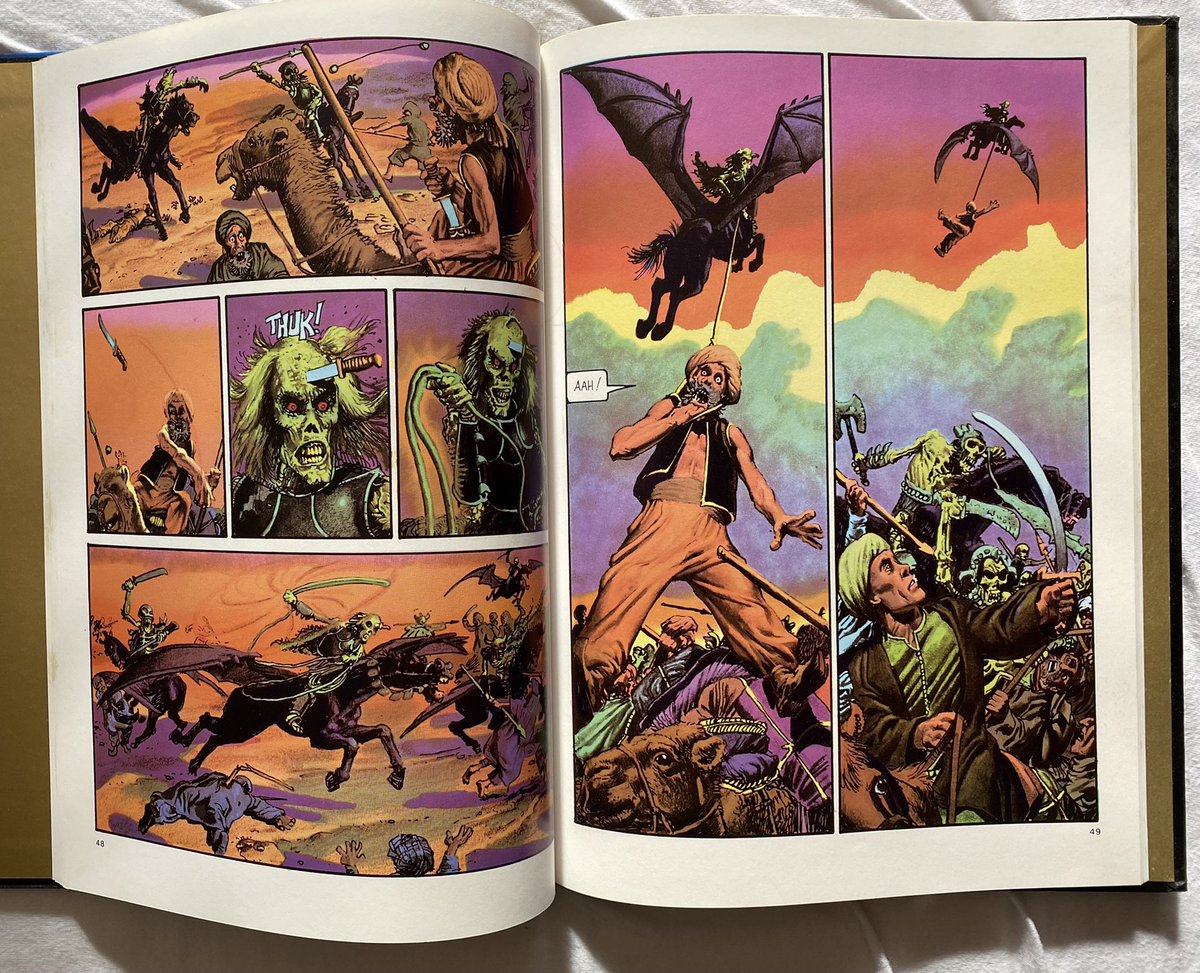 ZvenThe's tweet photo. Harryhausen's famous battle with the skeletons was a clear inspiration for another masterpiece in a different medium. Richard Corben's New Tales of the Arabian Nights (Story: Jan Strnad). 1/2 #RichardCorben #Comics https://t.co/JAj3gRD2dk