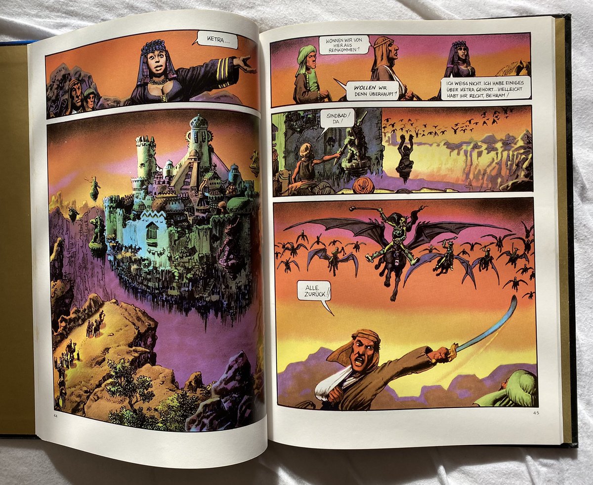 ZvenThe's tweet photo. Harryhausen's famous battle with the skeletons was a clear inspiration for another masterpiece in a different medium. Richard Corben's New Tales of the Arabian Nights (Story: Jan Strnad). 1/2 #RichardCorben #Comics https://t.co/JAj3gRD2dk