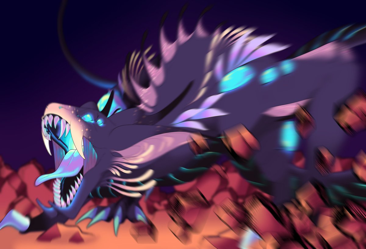 Crybabyteej's tweet photo. Art insert for an rp I had with friends where my dragonsona, Rhon basically lost his sht in his wyvern form.

With &amp; without the motion blur~ https://t.co/0YYiGm8gWg