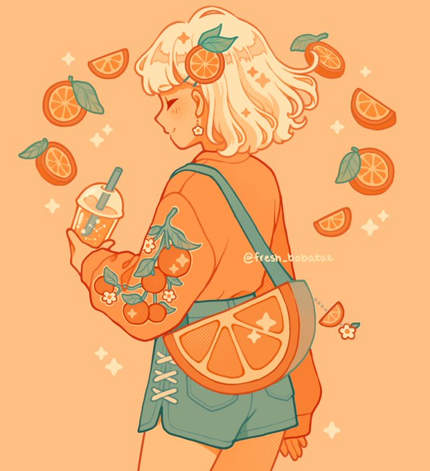 「hair ornament orange theme」 illustration images(Oldest)