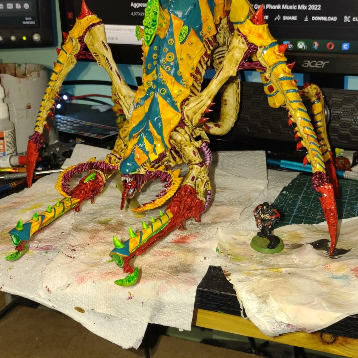 This was only built 4 days ago and already painted ready for the field, liam's secret is simply having a plan and keeping to it. Very nice work.
#WarhammerCommunity #warhammer40k #tyranids40k #paintingwarhammer