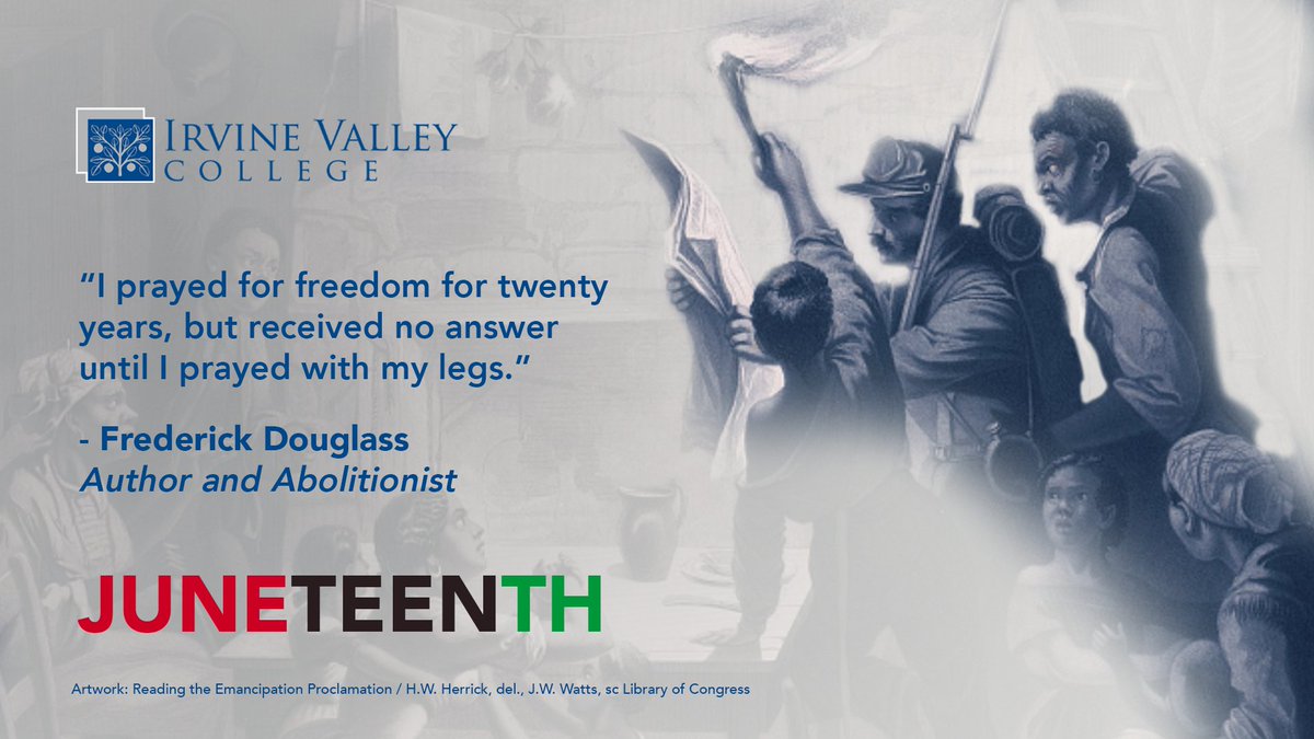 Juneteenth commemorates the end of slavery in the US. On June 19, 1865, a Union General rode into Galveston, Texas to announce the end of the Civil War, and slaves had been freed. 

Let's celebrate freedom!

#irvinevalleycollege #ivc #irvine #juneteenth #communitycollege