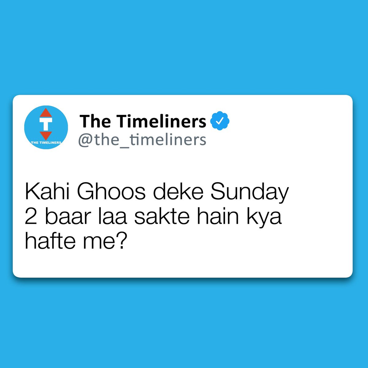 the_timeliners's tweet photo. Bataiye bhai log? 🥲
#TheTimeliners #Sundayvibes #Sunday #Ghoos #Weekend #MondayBluesonSunday https://t.co/hcssUvYQMl