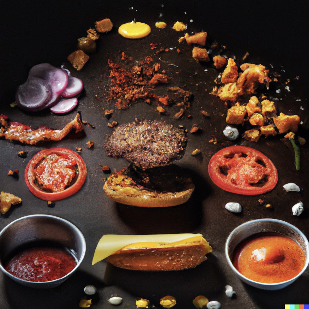 Dalle2generator's tweet photo. an exploded view of a #hamburger with tasty fresh ingredients, dramatic lighting, award winning 8K #photography

#dalle #dalle2 #dallemini #foodphotography https://t.co/ogX8kwQP1r