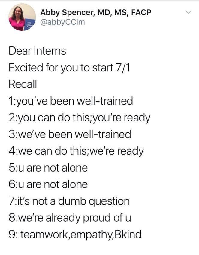 #MedEd #SupportTrainees You’ve got this new interns! See below!!