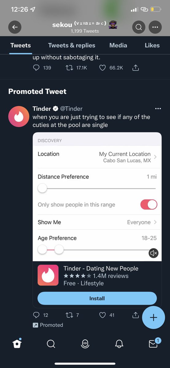 cambryshayne's tweet photo. @sekouPL Lmaoooooooo then you go to your profile and there’s a fucking tinder ad🤣🤣🤣 https://t.co/QkVZnqsFKN