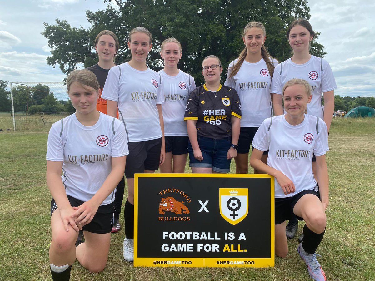 HerGameToo's tweet photo. Our ambassador @maddiereader07 thoroughly enjoyed her time today visiting the u14s Thetford Bulldogs Summer tournament! 🙌🏼✨

@ThetBulldogsFc 
@TSAFC_WG 
@BlofieldGirls 

Thank you &amp; well done everyone! https://t.co/KqGjSCVwjv