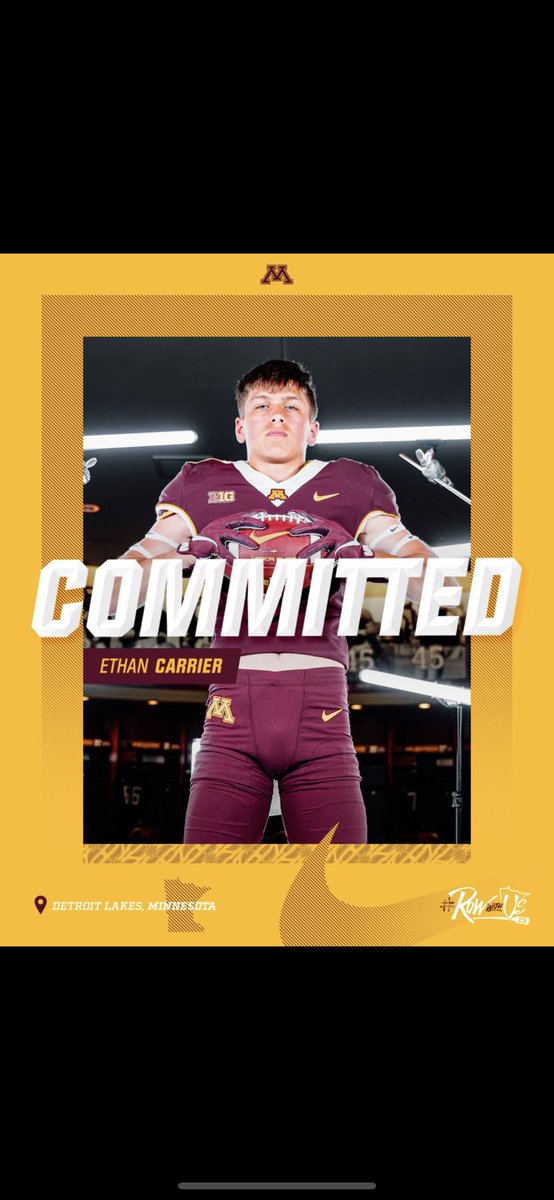 EthanCarrier14's tweet photo. Committed! Let’s Row!🚣〽️ @Coach_Fleck @JoeS_Rossi @Shakes_GopherFB @GopherFootball @dlhsfootball https://t.co/usaCFyyEIJ