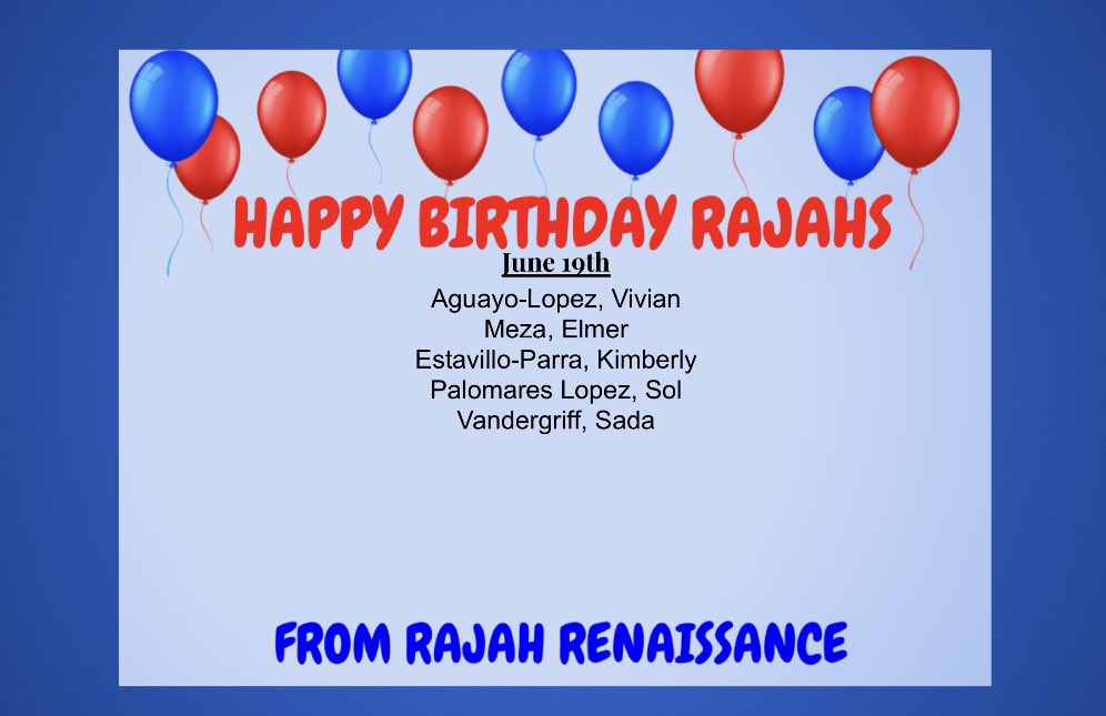 Happy Birthday Rajahs!! #RajahsRiseAsOne <a href="/J_Renaissance/">Jostens Renaissance</a> @IHSRajahs <a href="/Mrs21Rodriguez/">Monica Rodriguez</a> <a href="/derrickLawson62/">Derrick Lawson</a>
