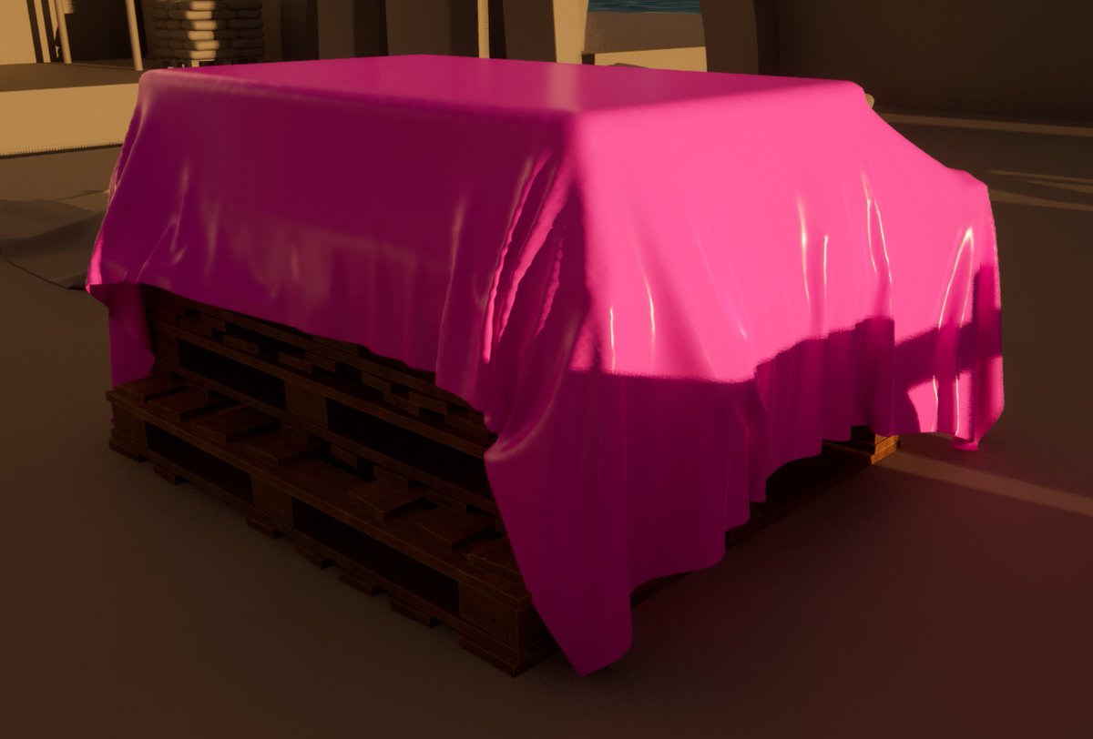 Paulygonn's tweet photo. Working on tarp covers for my Thief inspired #TheWeekendProjects #TWPAnnualChallenge environment. @roksydesigns may have helped with colour choices 😂❤️ #gameart ⬇️⬇️⬇️ https://t.co/FwwSncTCb6
