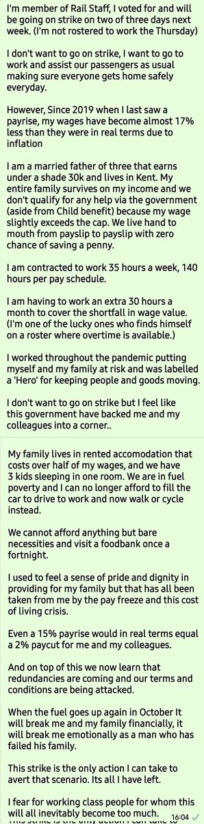 SmoggyBalboa's tweet photo. @Rmtunion #istandwithrailworkers #rmtstrike #railstrike
For anyone that wants to know why the RMT members voted to go on strike..
Especially for those that think its greed. https://t.co/qIjpu5qMrB