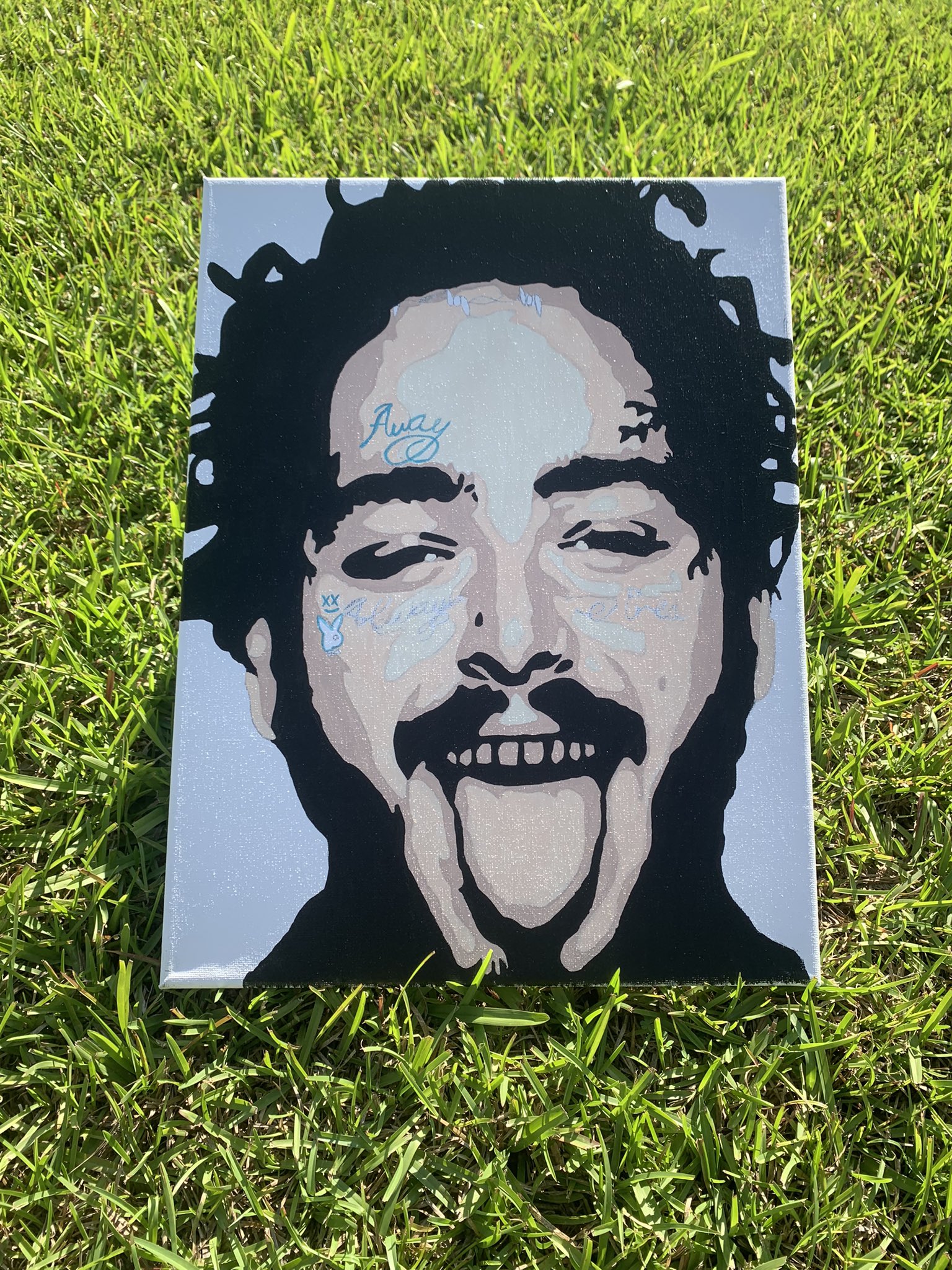 1 pic. Posty !!! I loved doing this one 😍 #fathersdaysurprise #artist #acrylicpainting #selling #support #Postmalone #smallbusiness https://t.co/eMK9vwYJAK