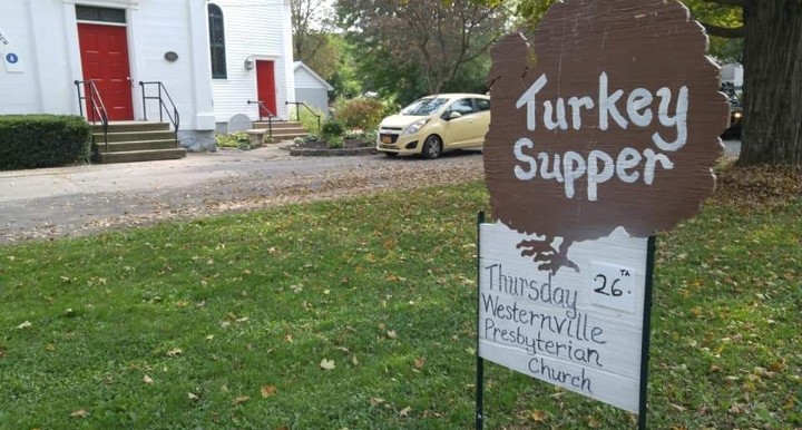 pcusabingewatch's tweet photo. Westernville Presbyterian #Westernville #NewYork offers
Turkey Supper with all the trimmings.
#Turkeyloversday 🍗
@Presbyterian #pcusa #Presbyterian #Takeout @SynodNE #turkeysupper https://t.co/DJJmTlZbdI