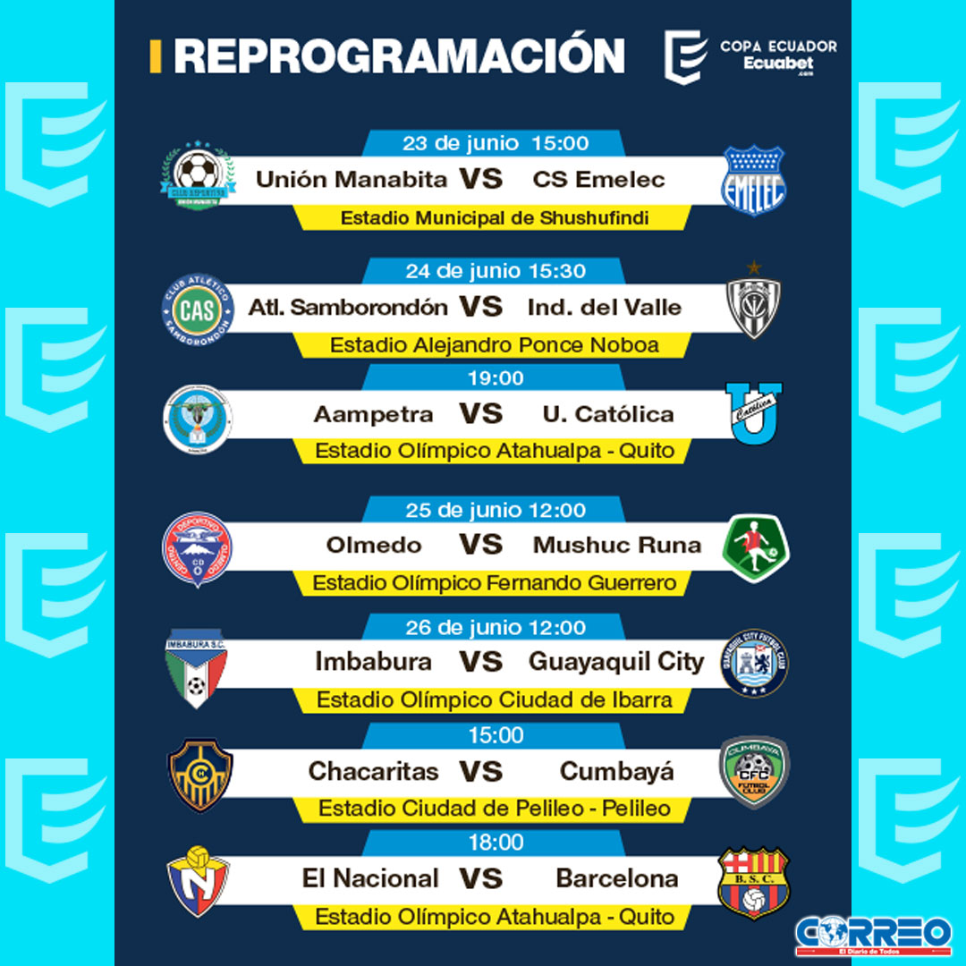 diariocorreoec's tweet image. #reprogramación 

Horarios para la Copa Ecuador