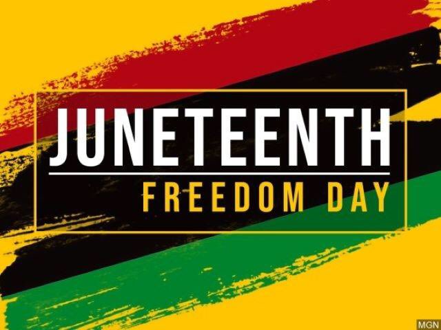 RCHStevens's tweet photo. Juneteenth falls on Sunday, June 19, 2022, (observed on Monday) and is a federal holiday that commemorates the emancipation of enslaved Black Americans. The name “Juneteenth” references the date of the holiday, combining the words “June” and “nineteenth.” https://t.co/4NjrsHq5iw