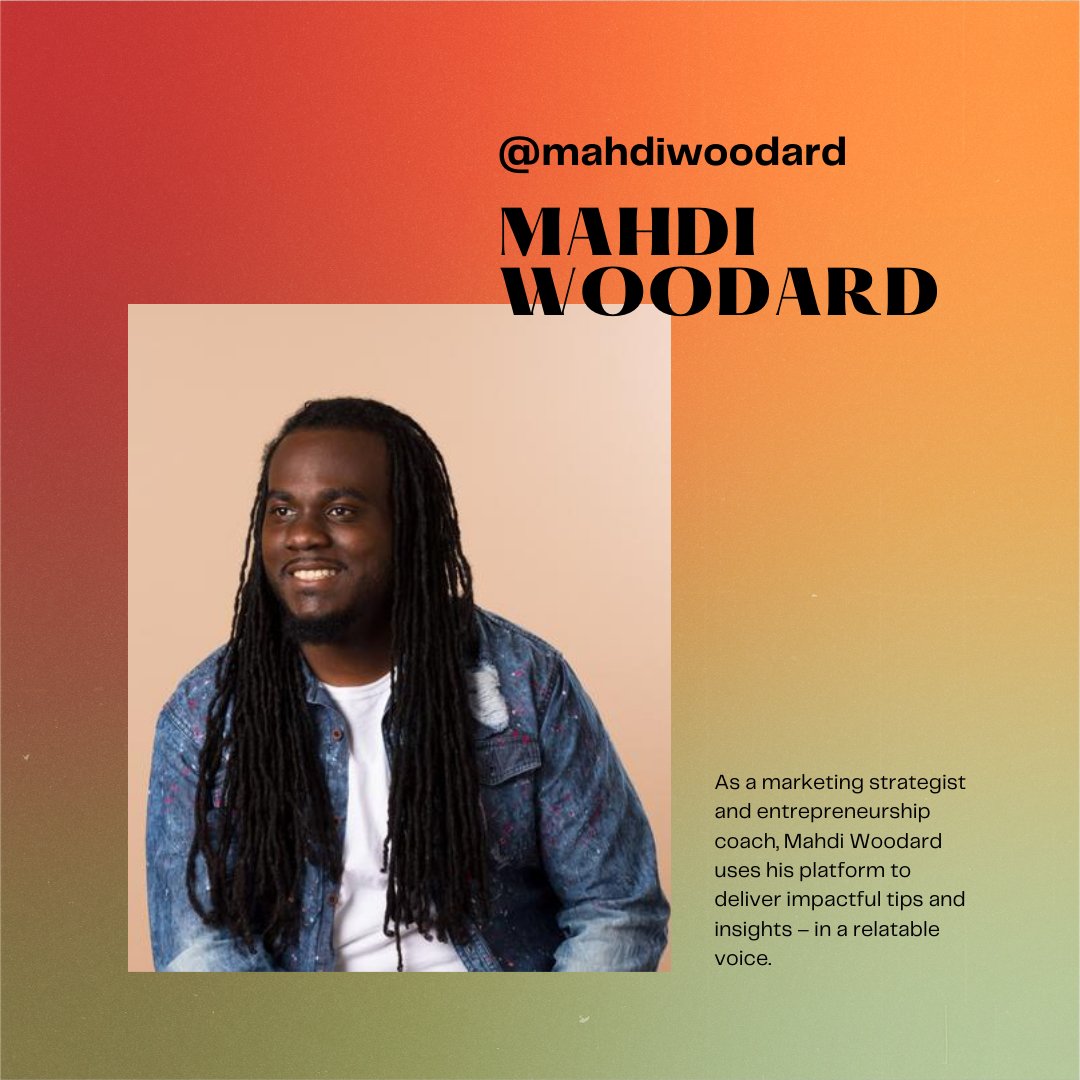 vistasocialapp's tweet photo. As a marketing strategist and entrepreneurship coach, @MahdiWoodard uses his platform to deliver impactful tips and insights – in a relatable voice.
Follow him on Instagram 👉 https://t.co/ik3FHmpszj
#blackmarketer #blackcreator https://t.co/EtjHmoBPfL