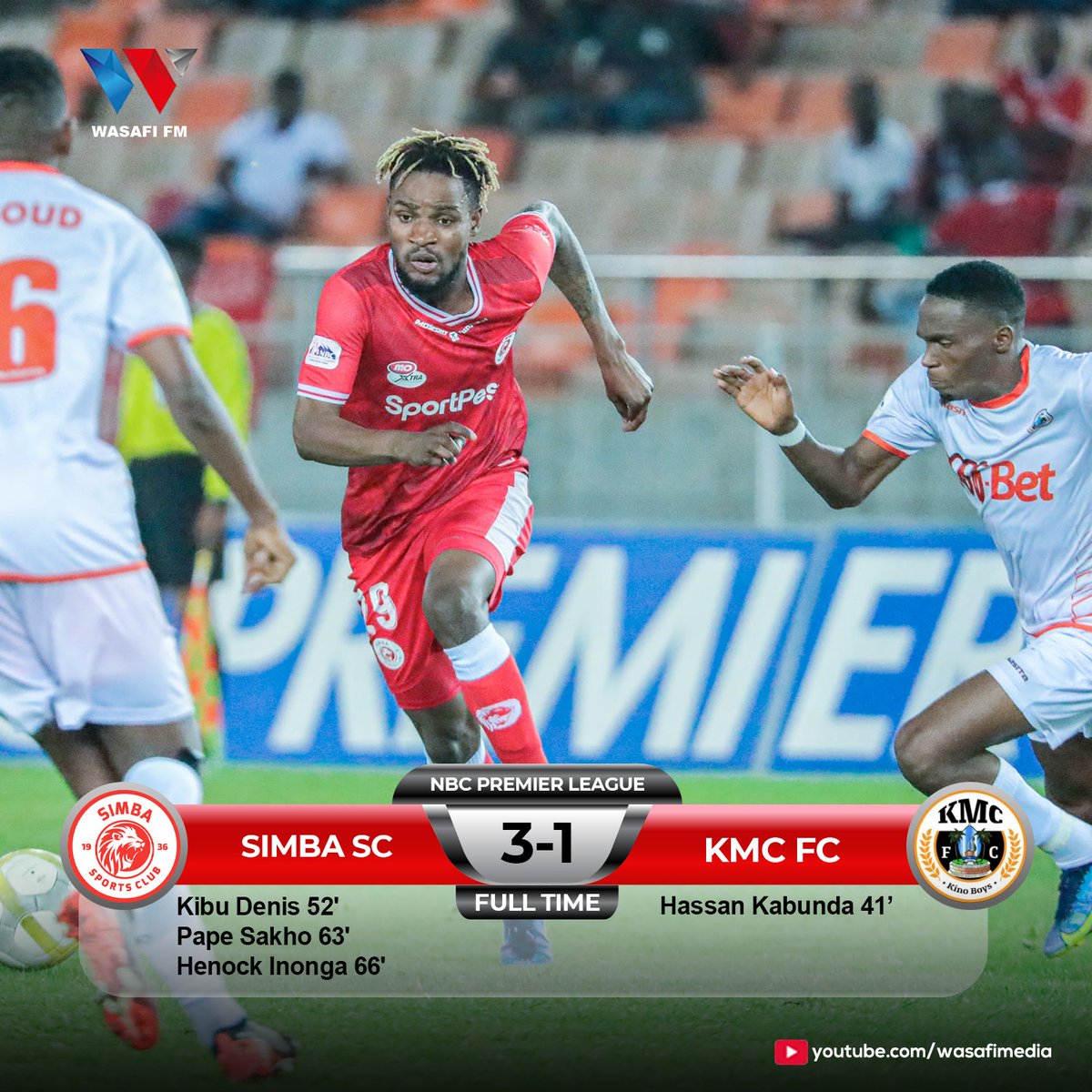 FT' |  Simba 3-1 KMC FC 

#WasafiSports #NBCPreamierLeague