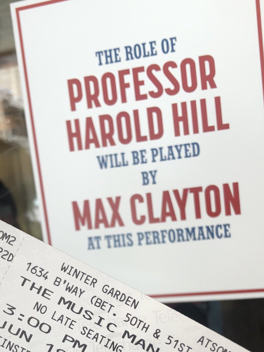 We’re super excited to be seeing <a href="/MaxMClayton/">Max Clayton</a> as Harold Hill in <a href="/MusicManBway/">The Music Man on Broadway</a> this afternoon!