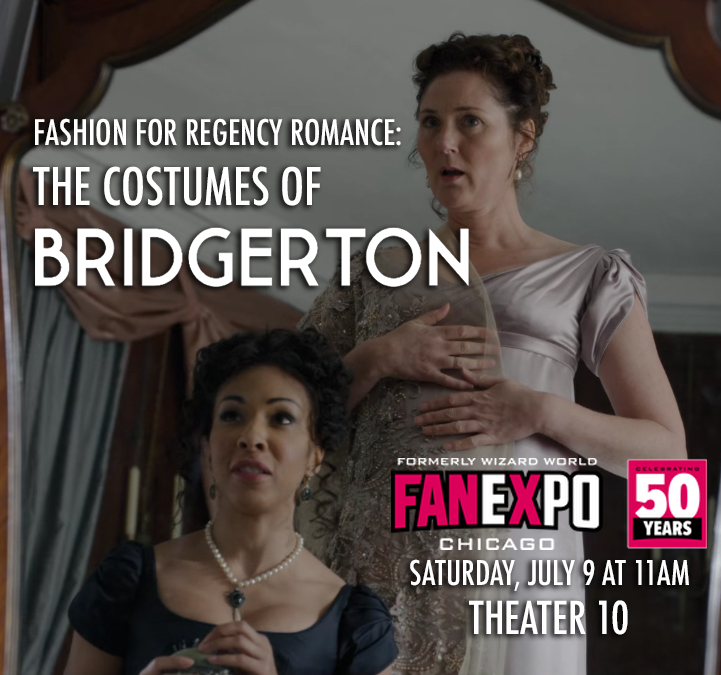 AskKayleeFrye's tweet photo. Going to @fanexpochicago ? Come to the Costumes of #Bridgerton panel! Saturday, July 9 at 11am in Theater 10! https://t.co/a9cyHrPfWm