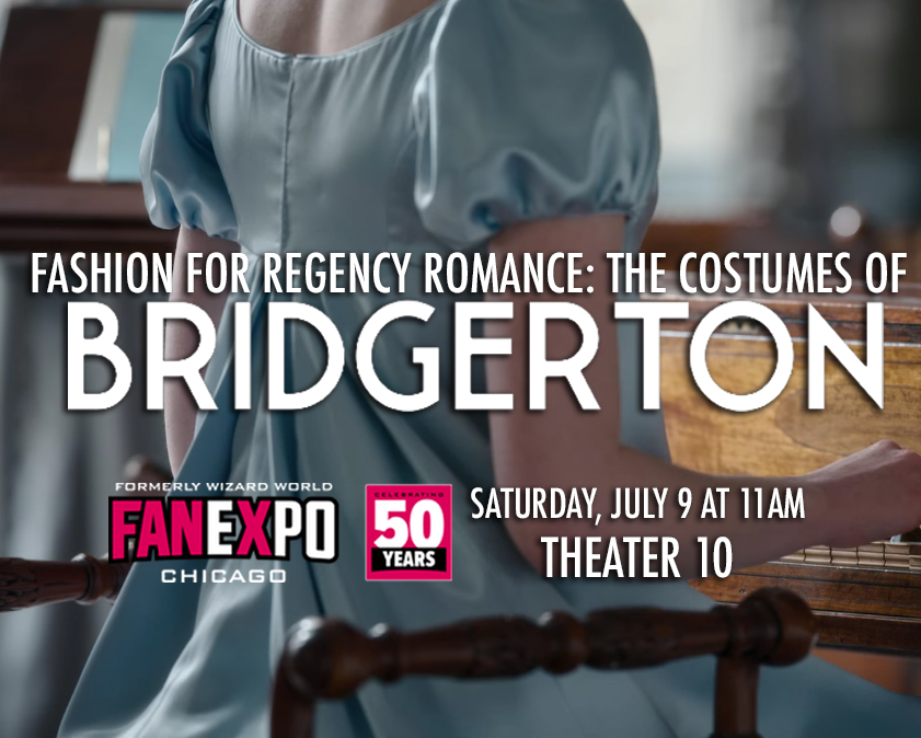 AskKayleeFrye's tweet photo. Next weekend at @fanexpochicago 

"Fashion for a Regency Romance: The Costumes of Bridgerton"
Sat, 7/9 @ 11am in Theater 10 https://t.co/LpZCpqCUbF
