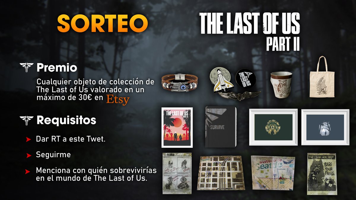 cristiandrakeYT's tweet photo. ❗ SORTEO por el 2º ANIVERSARIO ❗

🌿Selecciona el producto QUE QUIERAS de TLOU, de ETSY o Redbubble.

REQUISITOS
🔷 Sígueme + RT a este twet
🔶 Menciona con quién sobrevirías en el mundo de TLOU https://t.co/rVjlbkn1uV