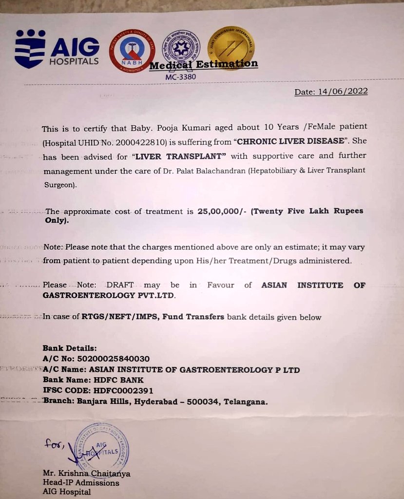 BIBHUTI10355256's tweet photo. @HemantSorenJMM @Dist_Admin_Jmt @PMOIndia @BannaGupta76 @Badal_Patralekh 
@DrAnsariIrfan 
Sir Please help my little sister Pooja kumari (10 years), fighting with liver disease admitted in AIG hospital Hyderabad now.
we are from jamtara dist (jharkhand).
7079684408 https://t.co/k3K4nIvVi1