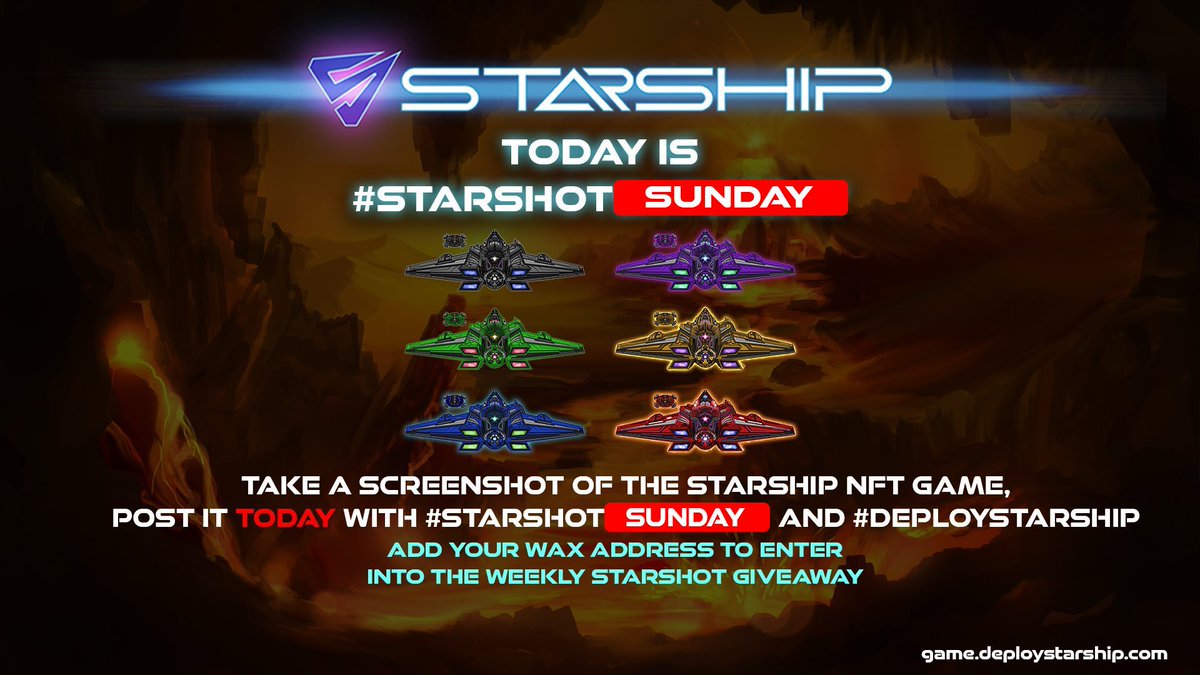 DeployStarShip's tweet photo. This week's starshot has been moved to Sunday:

It's #StarShotSunday! 

Post a screenshot of the StarShip Game with the hashtags #DeployStarShip and #StarShotSunday, and then retweet this tweet, and you'll be entered to win some NFTs!

Are you renting any ships right now? https://t.co/QxUixZwGlw