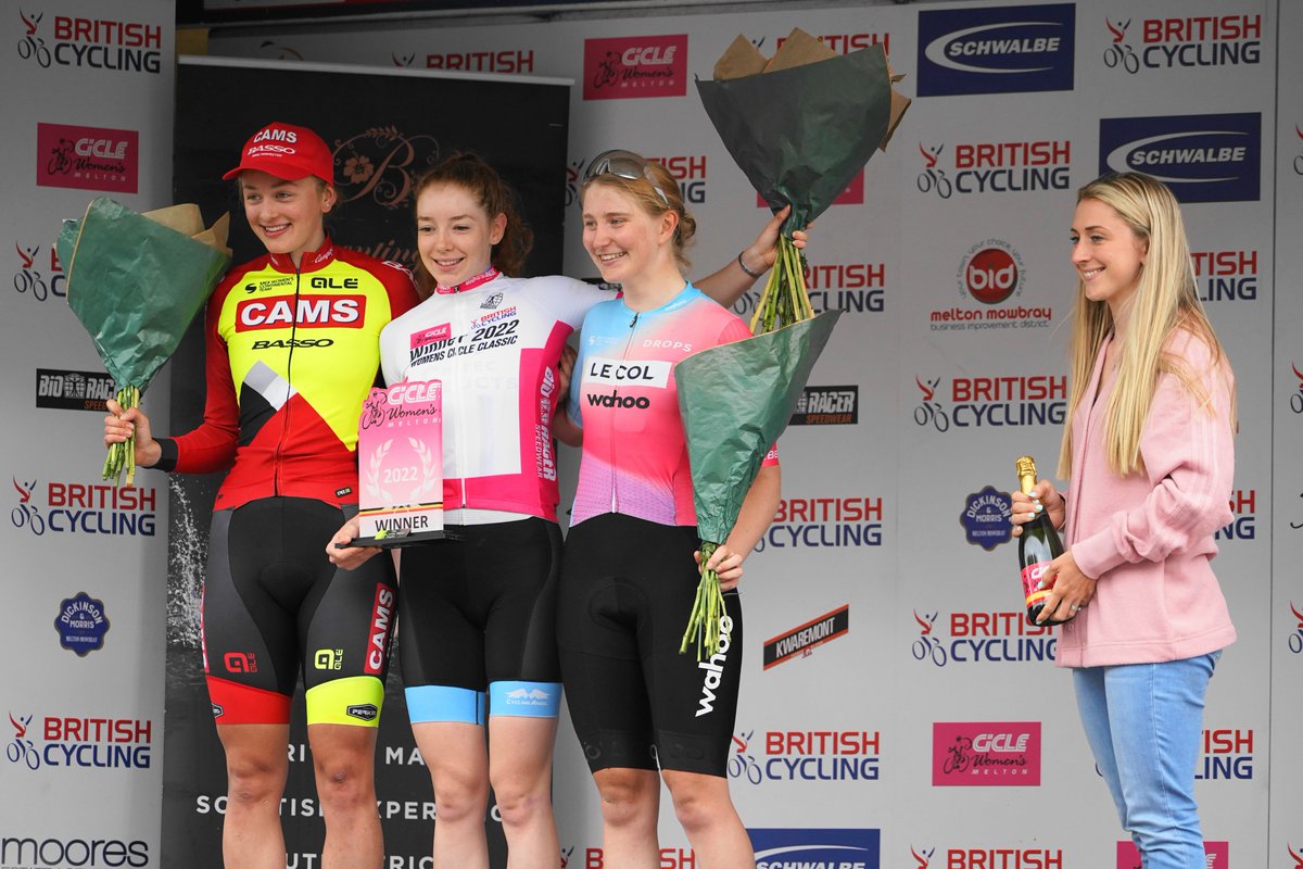Women's Cicle Classic, Melton Mowbray. 19th June 2022. A fast sprint for the finish line. Dame Laura Kenny in attendance after helping to keep the race alive after the original sponsorship was lost.