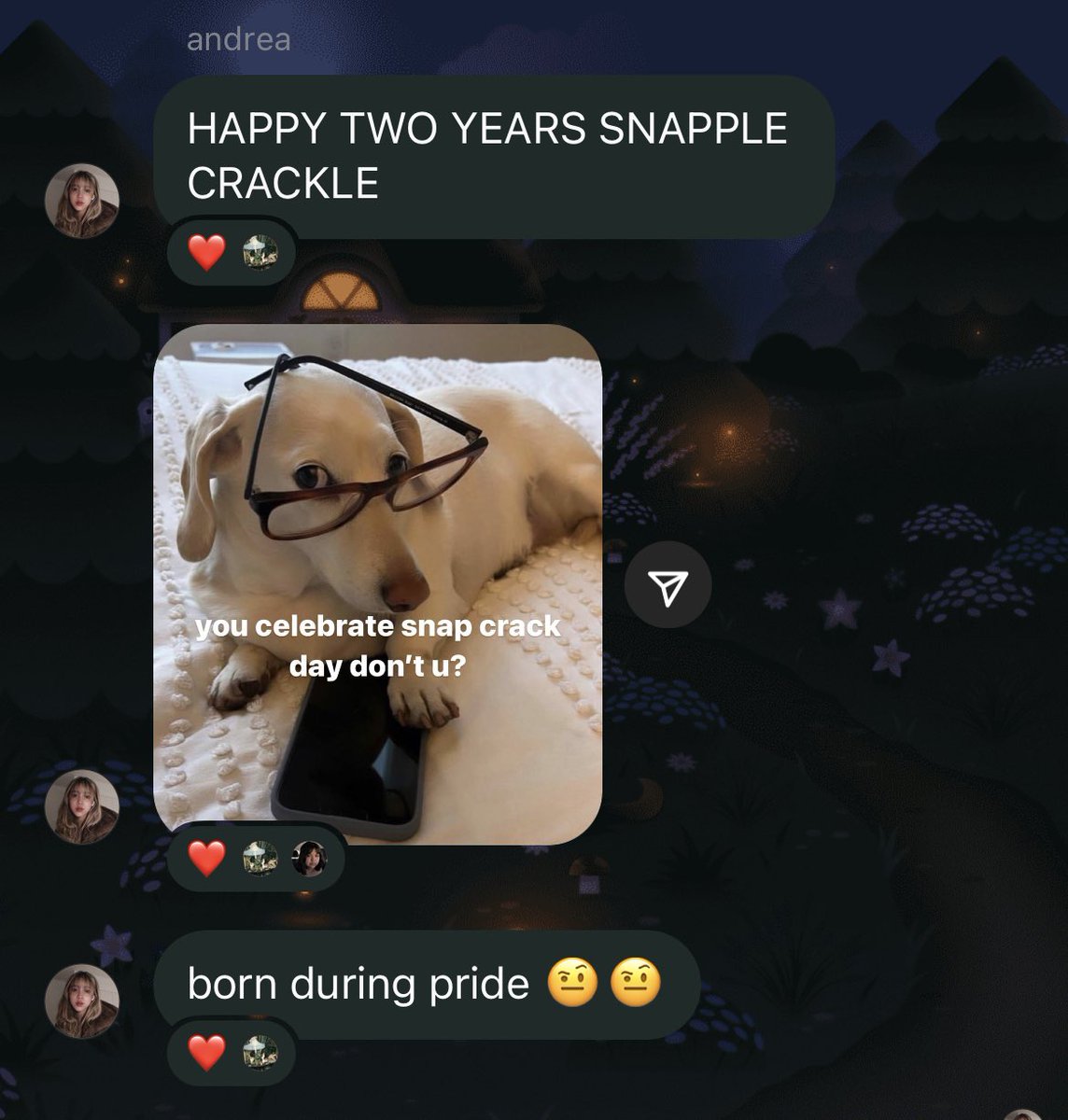 snapdacrack's tweet photo. happy two years of snapple crackle https://t.co/5MxF2PWue1