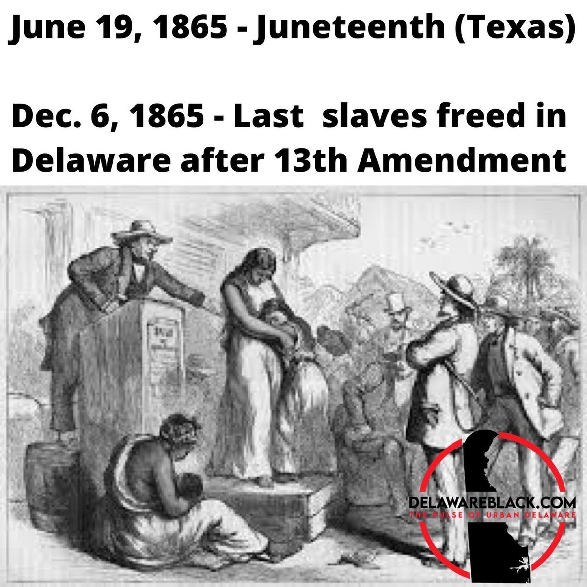 Delawareblack's tweet photo. Only in December 1865, when the 13th Amendment went into effect on a national scale, did slavery cease in Delaware.
.
#delawareblack #delawareblackcom #dbblackhistory #delawareblackhistory #delawareslavery #13thamendment https://t.co/wazCxFENbJ