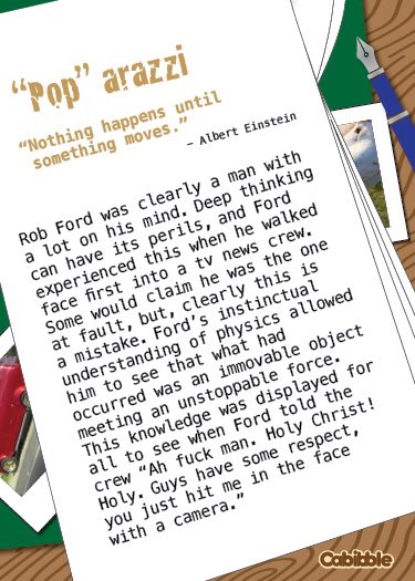 Infamous6ixTO's tweet photo. We’re about to do a deep dive on a figure some the not-so-distant past. Mr. Mayor #RobFord. 

Clearly a deep thinking man. 

The whole series is available NOW on https://t.co/7o0rUgSdfy #toronto #infamous6ix #cards #collectorcards #comicart #graphics https://t.co/0FlNQ5XJ5P