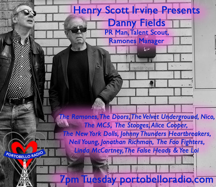 PortobelloRadio's tweet photo. Coming up this week: Henry presents Danny Fields. Legendary #PR man, Talent Scout, #Ramones Manager & heaps of other well known connections, this makes for a spectacular 2hrs of #Pop #culture #history & ofc #music on our #livestream #PortobelloRadio https://t.co/9d0GZG2J3Q