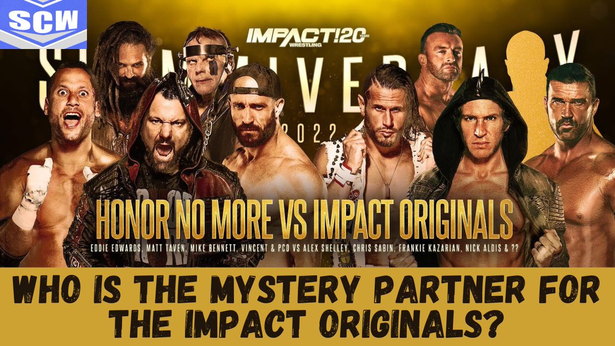 SCW_Steve's tweet photo. Who is the mystery partner for the @IMPACTWRESTLING originals tonight at #Slammiversary ?

Find out my prediction and some of the names being rumoured for the mystery spot.

https://t.co/MrMbD1jja9

#Slammiversary20 #ImpactWrestling #IMPACTonAXSTV https://t.co/96n6X3A9Ys