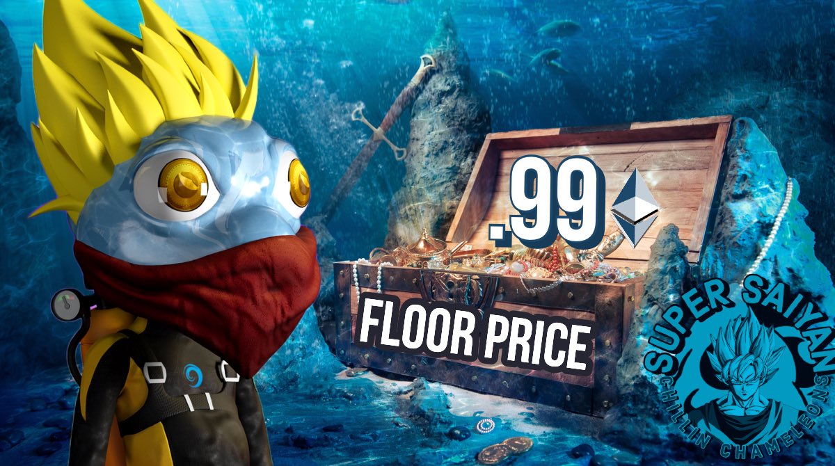 SuperSaiyanCham's tweet photo. 🚨 UPDATE 🚨 

The ꜱᴜᴘᴇʀ ᴄʜᴀᴍ trait from the @Chillnchameleon 3.0 collection has a floor price that we’ve seen continue to rise during this bear market. This Super Scuba Cham is going for .99ETH  and is only ONE of SEVEN ꜱᴜᴘᴇʀ ᴄʜᴀᴍꜱ listed on @opensea 👀📈🔥 https://t.co/qB5ctmYrlq