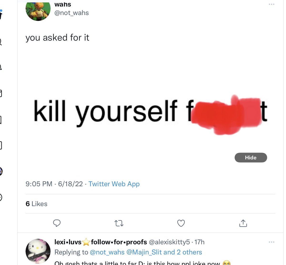 hellodinobay's tweet photo. Saying slurs are not funny, so please stop doing it. I don’t mean to sound like a Karen but this seriously so fucking messed up that people say this stuff still. https://t.co/YGQqI1uE9P