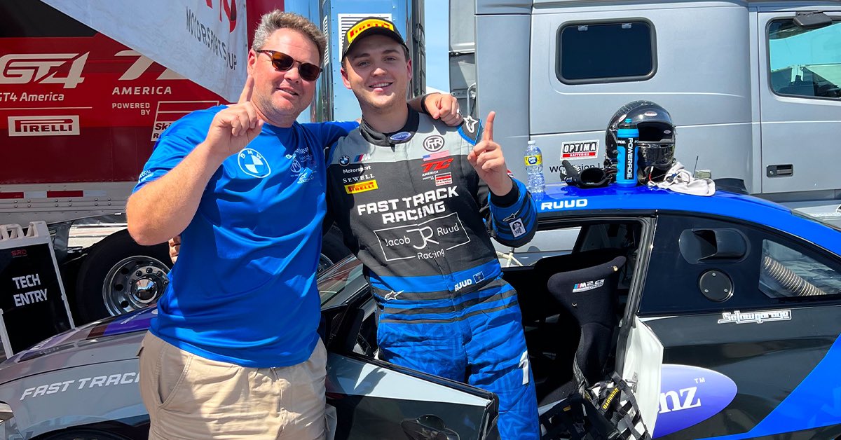 JacobRuudRacing's tweet photo. Happy Father’s Day, Dad! What better way to celebrate than with a win today?! Thankful we can share our love of this sport together. 🏆 

#GTVIR | #FathersDay | #JacobRuudRacing https://t.co/CAH6YmKsde