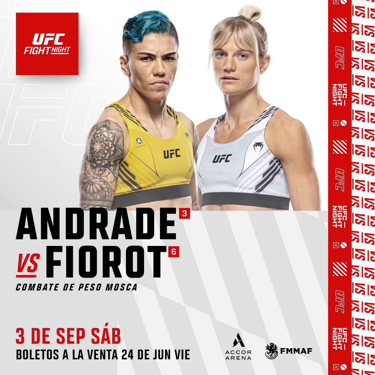 Jessica Andrade salta para tomar esta pelea en #UFCParis ante la local Manon Fiorot 👀 

Información para boletos en este 🔗  ufc.com/paris