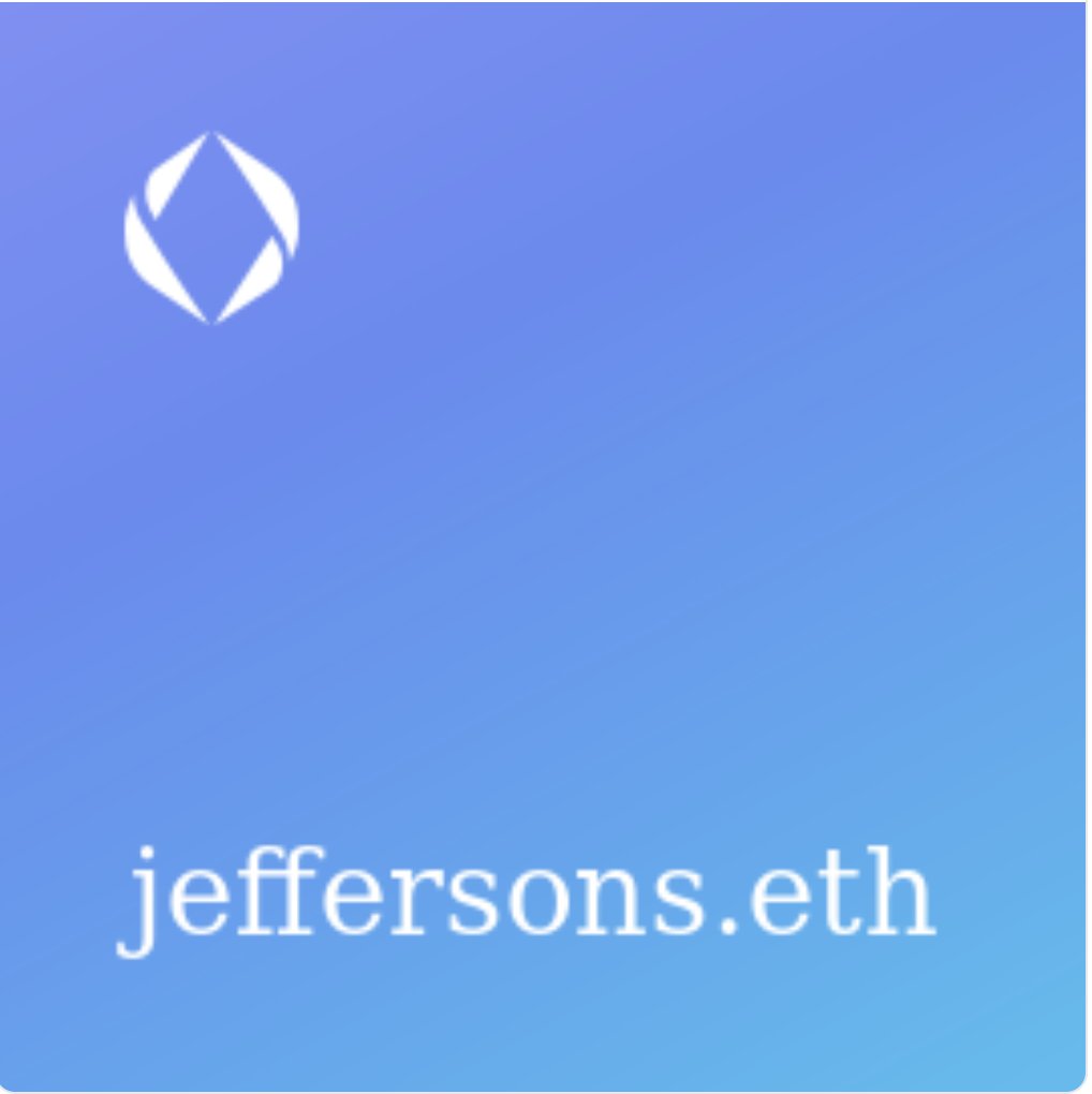 allcryptocoins1's tweet photo. jeffersons.eth 

At some point there will be multiple people and companies trying to acquire this domain. I will patiently wait.

#ens $ens https://t.co/jxKjBblSHi