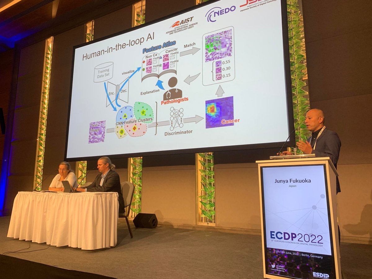 JSDP_AI's tweet image. #ECDP2022 にて、日本デジタルパソロジー研究会（ #JSDP ）の福岡順也教授が招待講演を行いました。今後、北米の学会（DPA）とヨーロッパの学会（ESDIP）と連携し、ポジションペーパーの作成を目指します。

ecdp2022.org