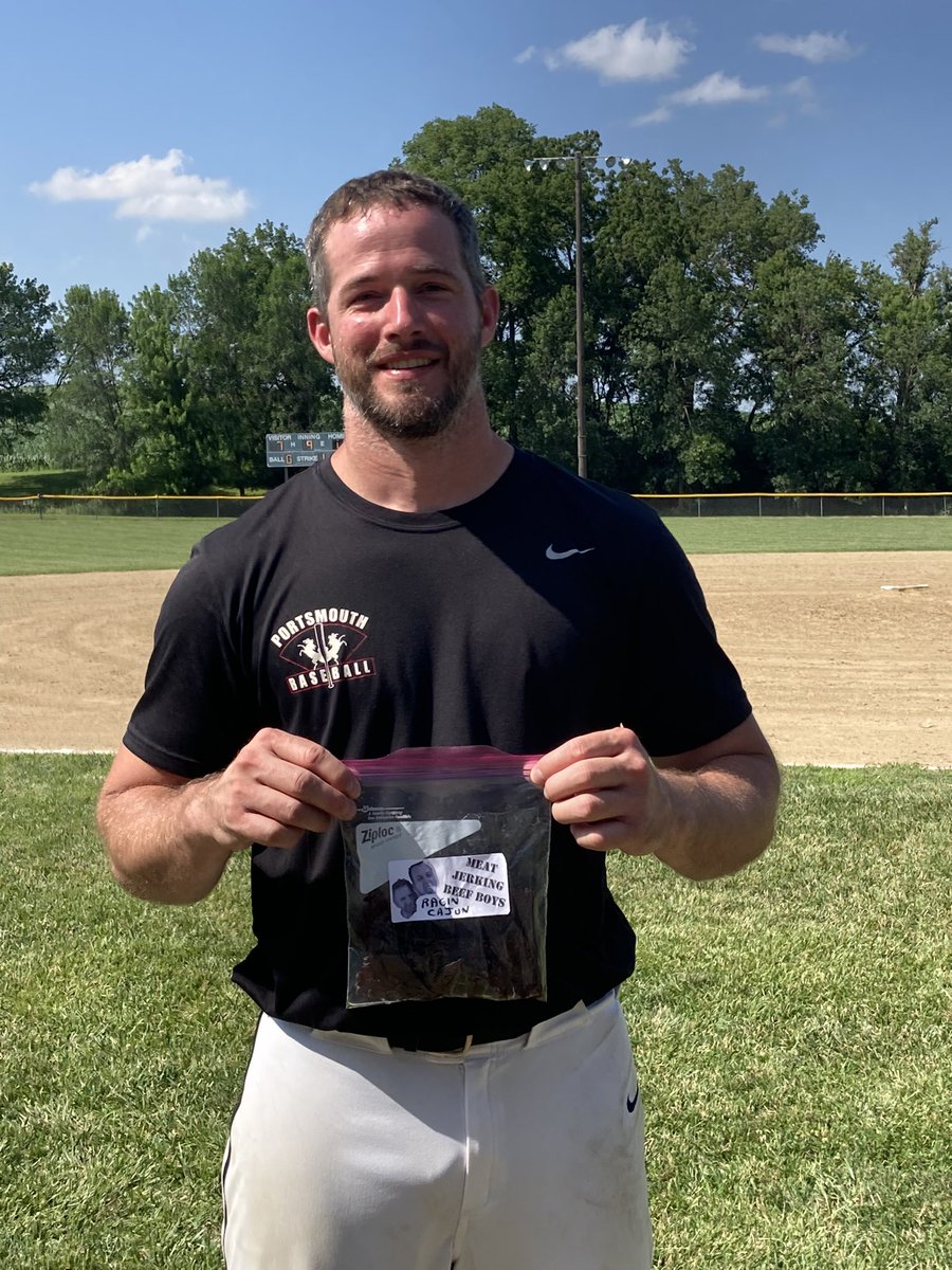 For his performance in this afternoons game Justin Schaben is the Horse Cocks <a href="/mjbeefboys/">Meat Jerking Beef Boys LLC</a> player of the game. Justin had 2 home runs, one of them being a grand slam in the Horse Cock’s Father’s Day win!
For his efforts Justin was awarded a bag of Garlic Pepper Jerky