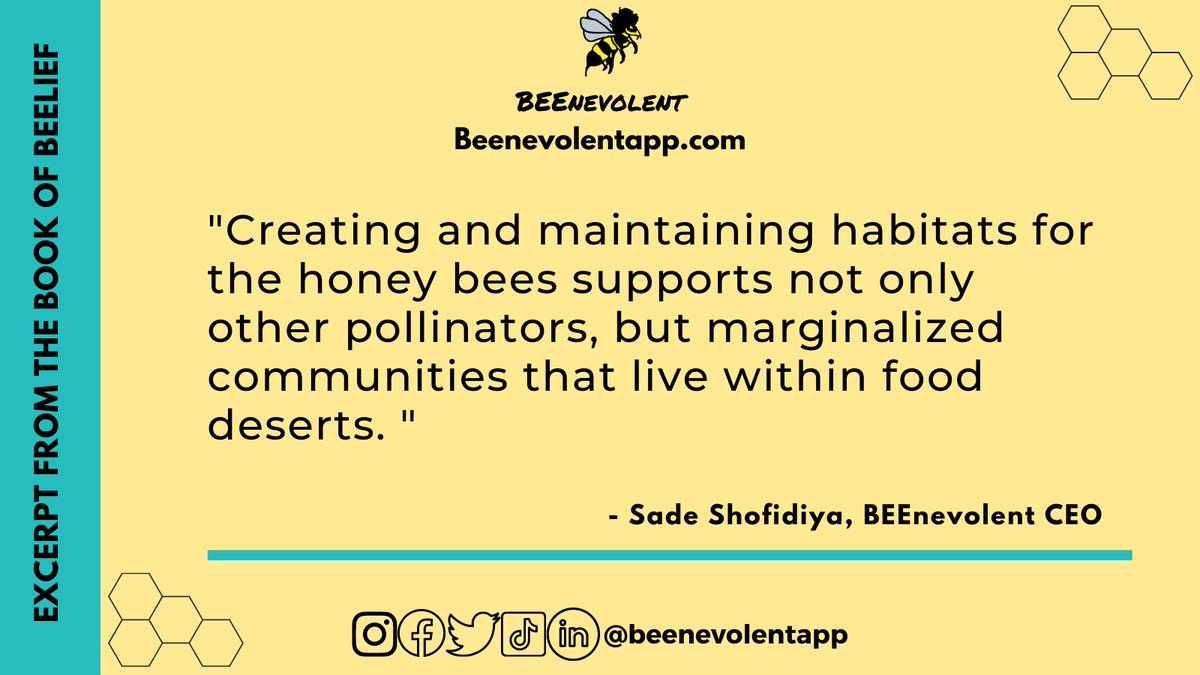 beenevolentapp's tweet photo. #DYK Beekeeping promotes pollination of crops. This benefits underserved communities living in cities since bees are less present. Learn more in The Book of Beelief coming soon! For more info, DM us &amp; sign up for our app https://t.co/uwnGGcLhO6
#PollinatorWeek #beekeeping #bees https://t.co/QD4Q0X15hj