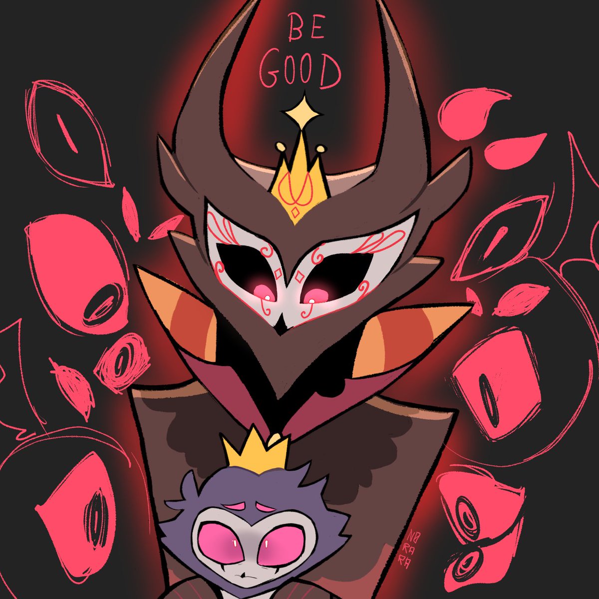 n0rarawastaken's tweet photo. Papa is watching over you 🦉#HelluvaBoss #Stolas #Paimon https://t.co/DSYiaLVNgD