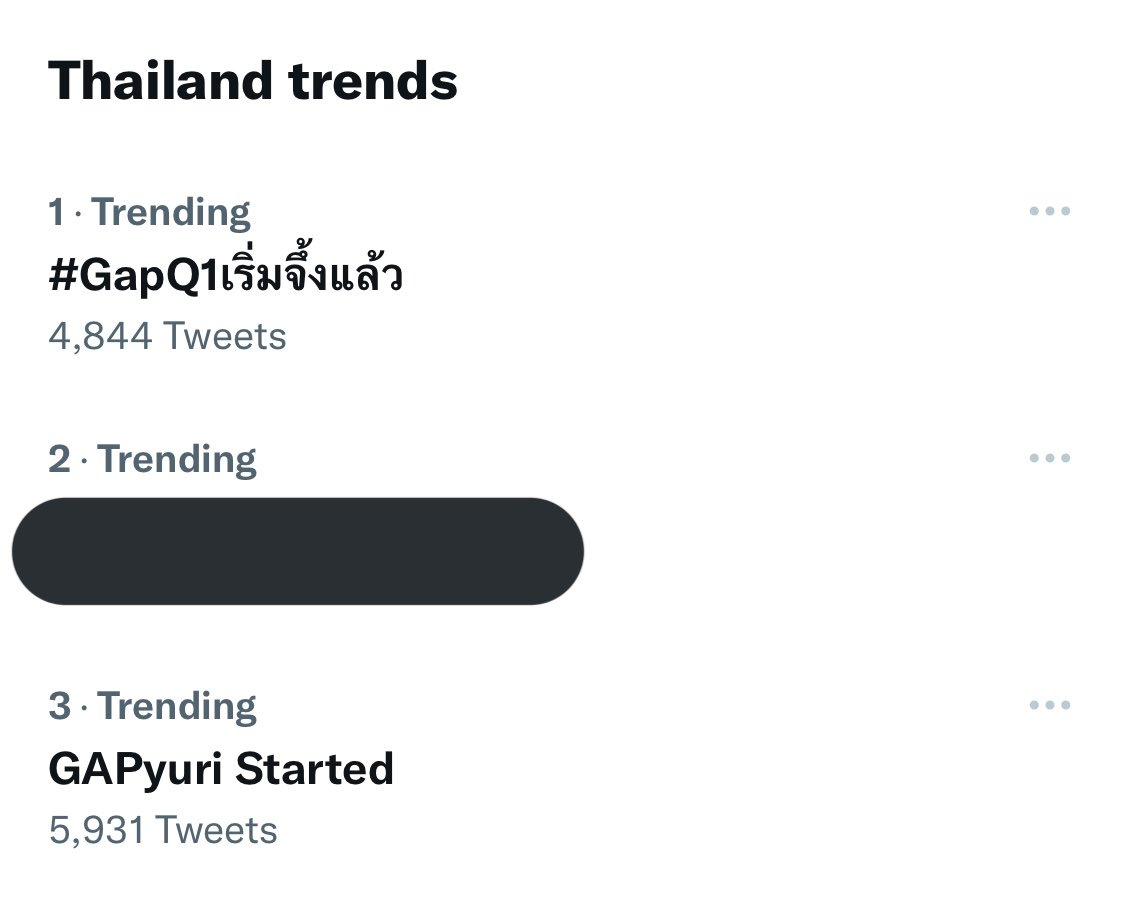 #️⃣ Hashtag NO.1   in Thailand
🔠 Keyword NO.3   in Thailand

GAPyuri Started
#GapQ1เริ่มจึ้งแล้ว